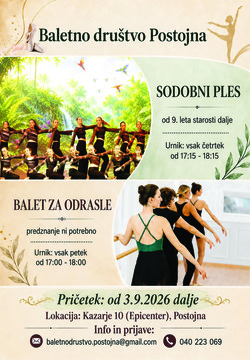 Sodobni ples in balet za odrasle  2026 Postojna